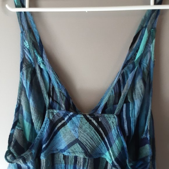 Free People We the Free Blue Plaid Cotton Cami Sleeveless Top Size Small - Picture 10 of 16